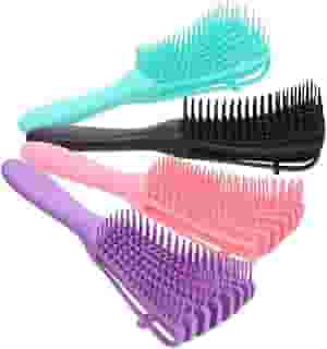 Escova Polvo Para Cabelos Cacheados Desembaraçadora 8 Pontas Flexíveis Pente Polvo Cachos Fácil Desembaraço Anti-quebra - Bella Net