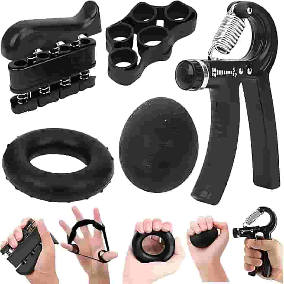Hand Grip Kit com 5 Peças Fortalecedor de Mão Exercitador Dedos e Punhos Exercício Fisioterapia Dedos Mãos