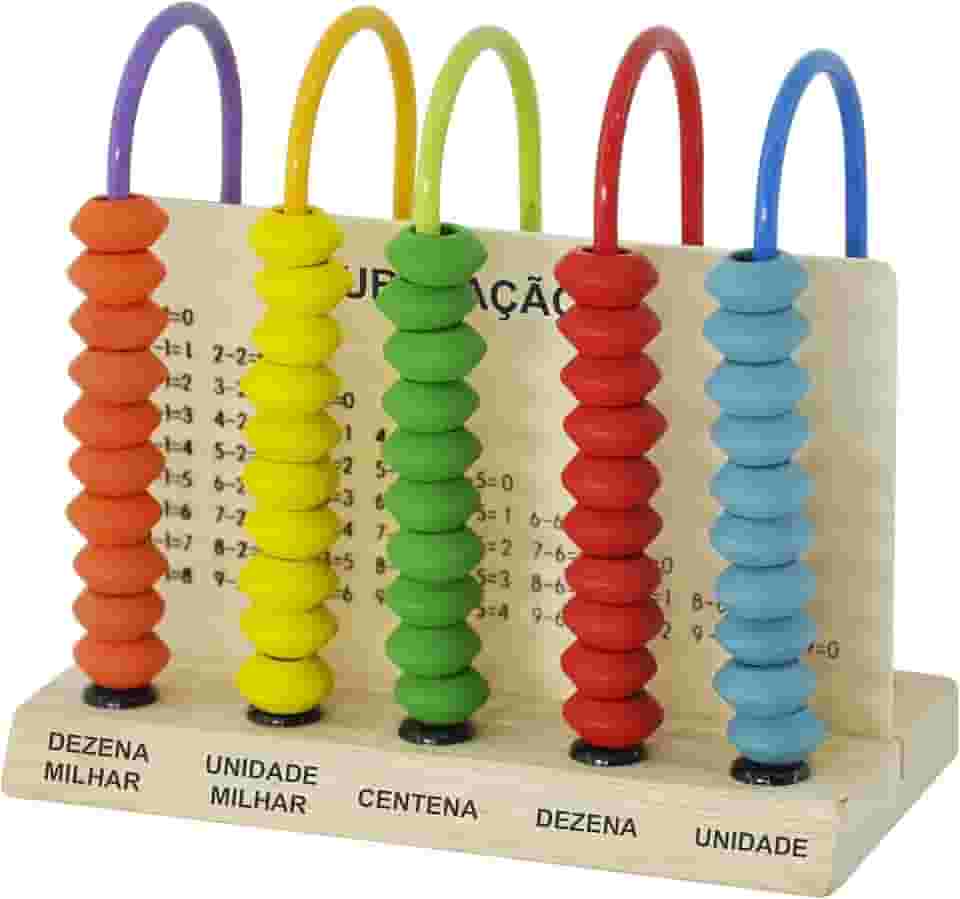 Ábaco Didático Aprenda Brincando 5 Hastes Madeira DM Toys