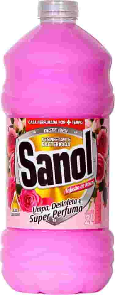 Sanol Desinfetante Líquido Para Uso Geral Infusão De Rosas 2 Litros Rosa
