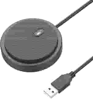Microfone de conferência USB atualizado 2020 para computador, microfone condensador omnidirecional de 360° com tecla silenciosa, ótimo para videoconferências, jogos, conversas, Skype,
