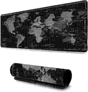 Mouse Pad Gamer Profissional Grande Confortavél Anti Derrapante 90x40 - Mapa Mundi Preto