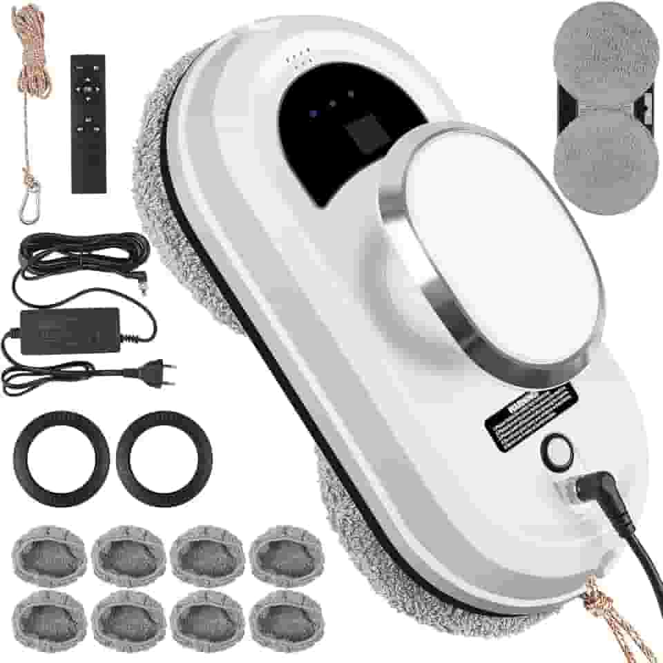 Nauerz Robo Limpa Vidro, Limpador de Janela com Detecção, Limpador de Janelas com Controle Remoto, Robô Inteligente de Limpeza de Vidro com Spray de Água AutomáTico/Remoto