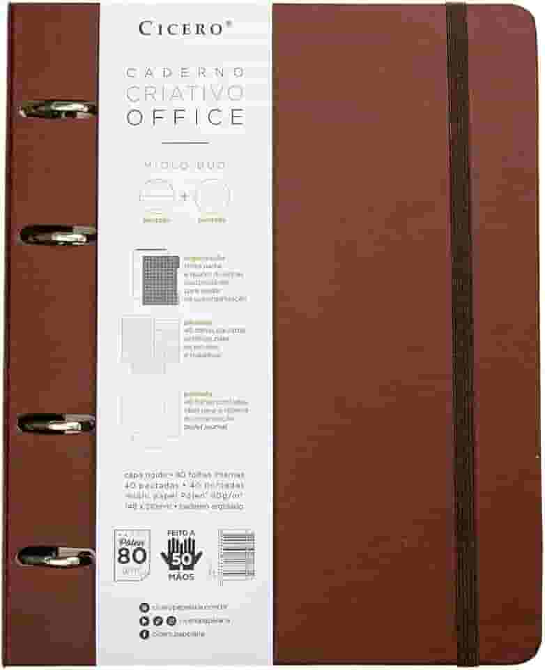 Cicero, 8835,Caderno Criativo Office Duo Argolado Clássica Pautado & Pontado A5, Marrom