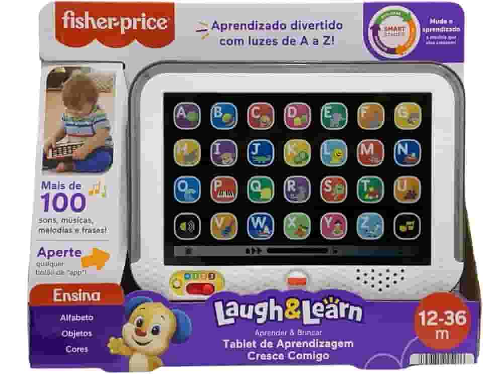 Fisher-Price, Tablet de Aprendizagem Cresce Comigo com Luzes e Mais de 100 Músicas, Sons e Frases, Estimula o Desenvolvimento, Brinquedo para Bebês, A partir de 1 ano