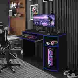 Mesa Gamer escrivaninha Para PC Gamer (Preto/Azul)