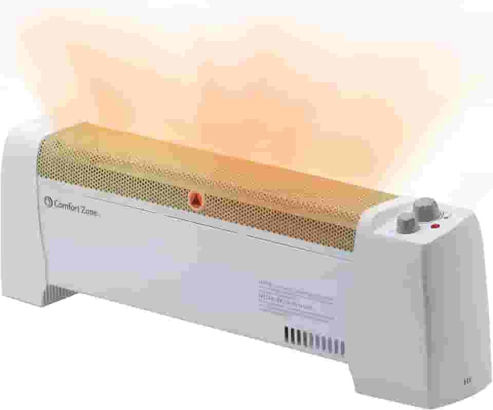 Comfort Zone CZ600 Aquecedor de ambiente de convecção elétrico para interior de 1500 Watt com termostato e operação silenciosa para casa e escritório, branco