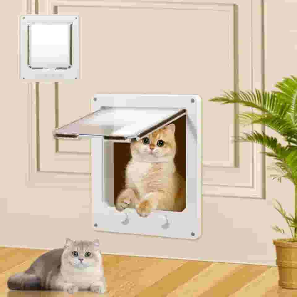 KTZCTPCA Porta para gatos, 29,5 cm x 23,6 cm/22 x 19 cm, porta grande para gatos com bloqueio em 4 vias, porta para animais de estimação à prova de intempéries, fácil instalação para porta interna