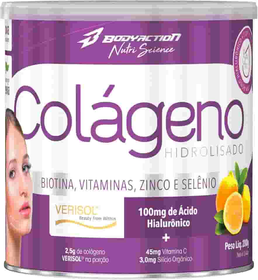 Colágeno Verisol com Ácido Hialurônico 200g Sabor Limão C/Clorofila Bodyaction