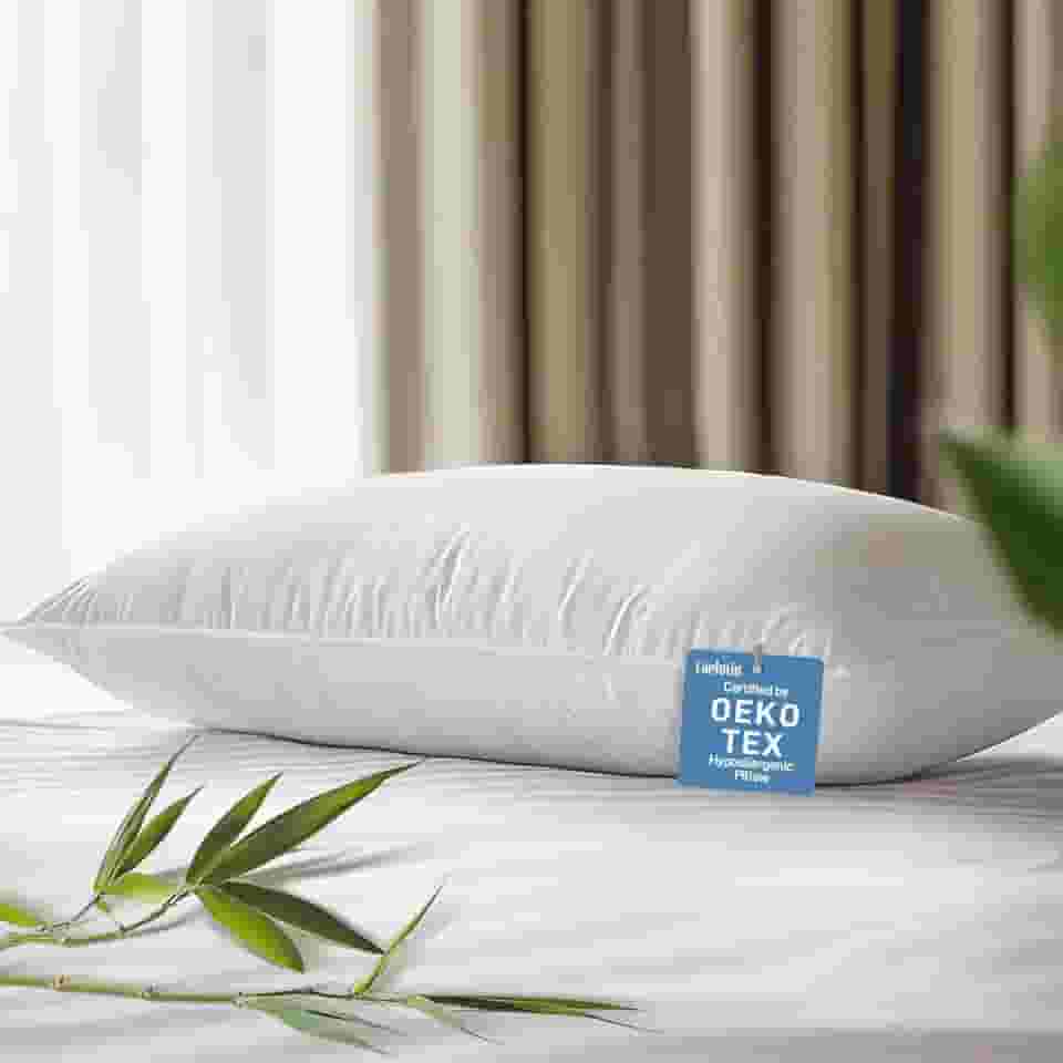 Caelorin Travesseiro respirável hipoalergênico de viscose de bambu com enchimento alternativo, tamanho king, qualidade de hotel de luxo fofo, lavável na máquina, certificado Oeko-Tex