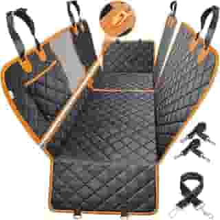 Capa para Pet. Protetora De Banco Traseiro De Carro, Impermeável. Proteção para Bancos dos veículos, Cães e Gatos. Com alças, Zíper, Estojo e Presilhas. Resistente a Riscos e Manchas. Premium. Laranja