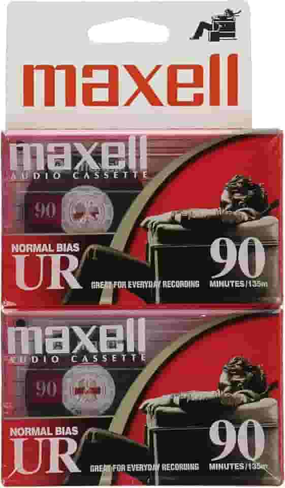 Maxell 108527, fitas cassete de gravação de áudio em branco – Capas protetoras, baixo ruído e 90 min de comprimento total (45 min por lado) – Ideal para música, gravações de voz e uso portátil – uma