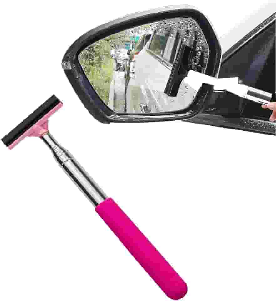 Lafoxla Rodo de espelho lateral, rodo de espelho lateral de carro com cabo longo telescópico, limpador de espelho retrovisor retrátil para todos os veículos, mini rodo para clima chuvoso e neblinoso