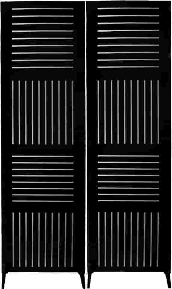 2 Biombo Pintado Divisoria Separador de Ambiente MDF Com Pés Preto ou Branco (Horizontal Vertical, Preto)