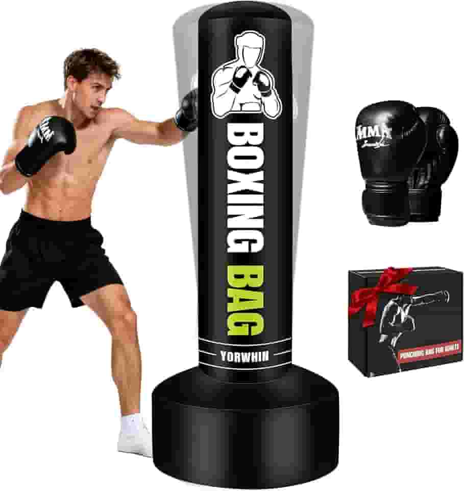 Saco de pancadas pesado independente para adultos, saco de pancadas em pé de 177 cm, bolsa pesada com luvas de boxe, mulheres, homens, equipamento de treinamento de boxe, sacos de kickboxing para