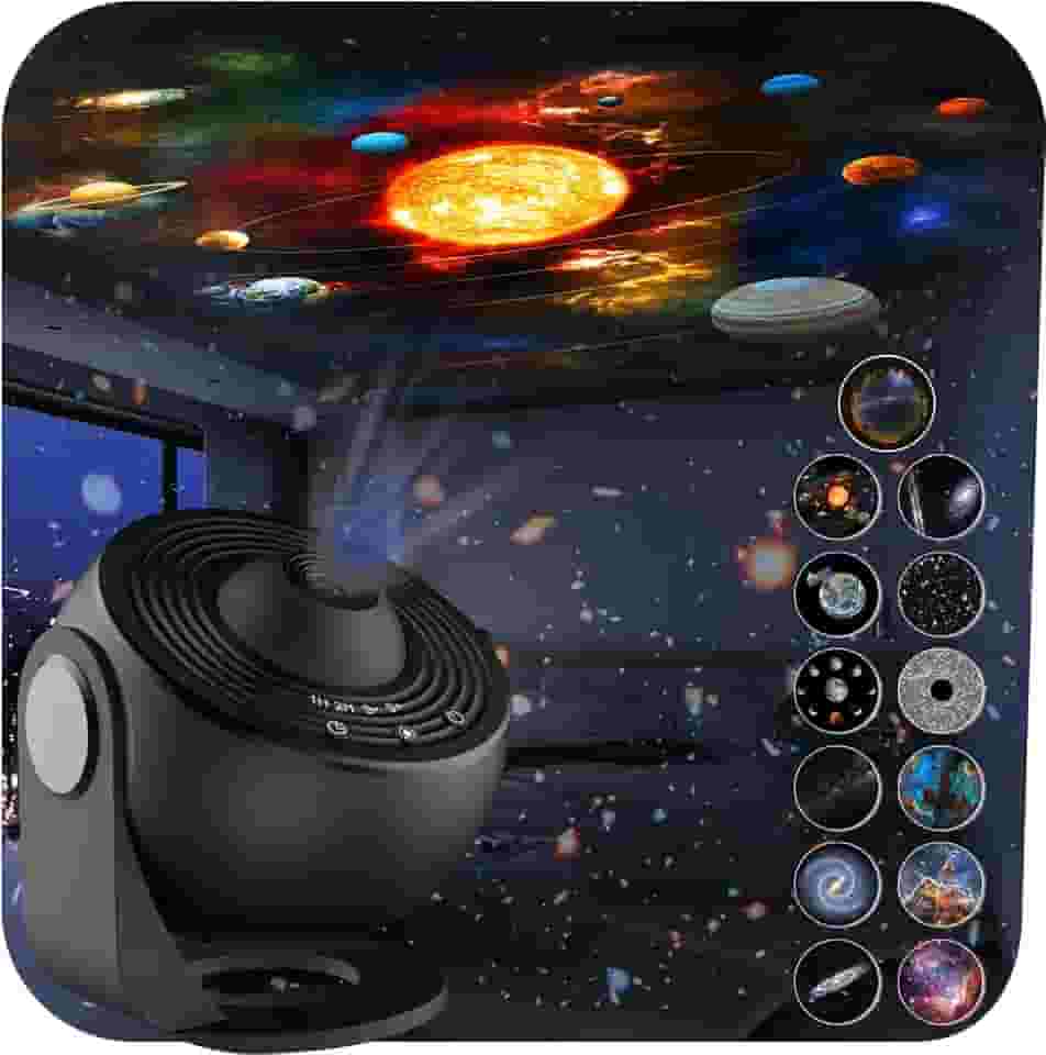 Projetor estrela, projetor de galáxia planetário HD 13 em 1 atualizado para quarto, projetor de luz noturna com botão ajustável, rotação de 360° e temporizador, projetor de teto Galaxy para crianças,