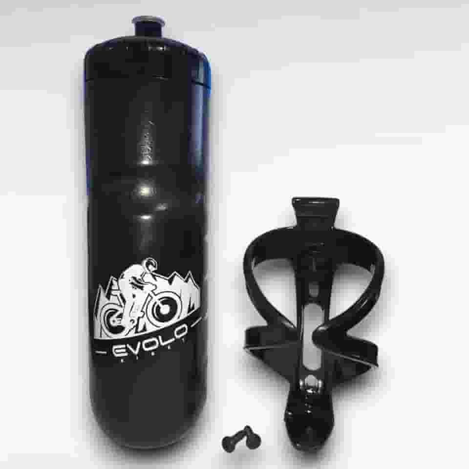 Kit Bike Start - Caramanhola Isotermica 550ml Com Suporte Nylon E Parafusos - Preta