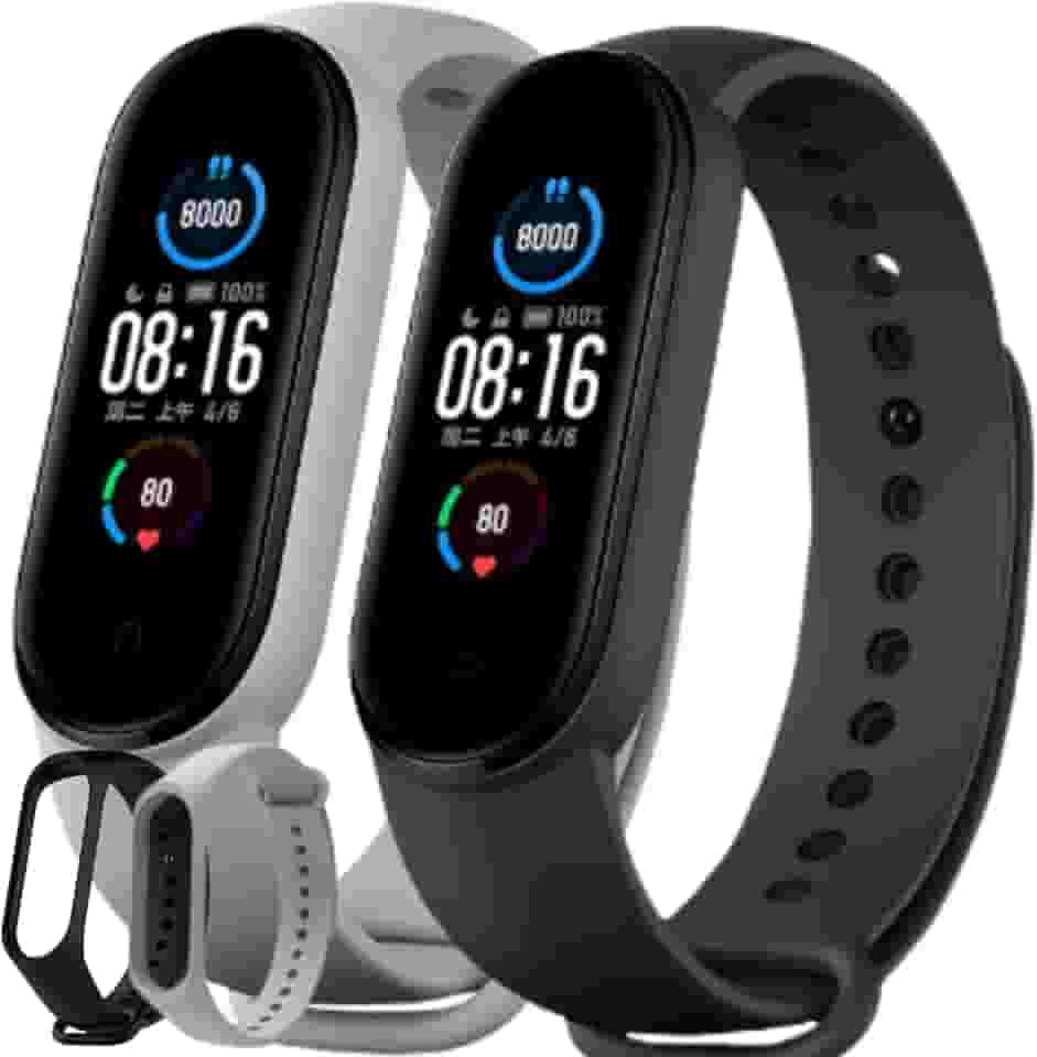 Pulseira para MI Band 5 6 e 7 em Silicone Uma Preta e Outra Cinza Band Silicone Resistente e Duravél