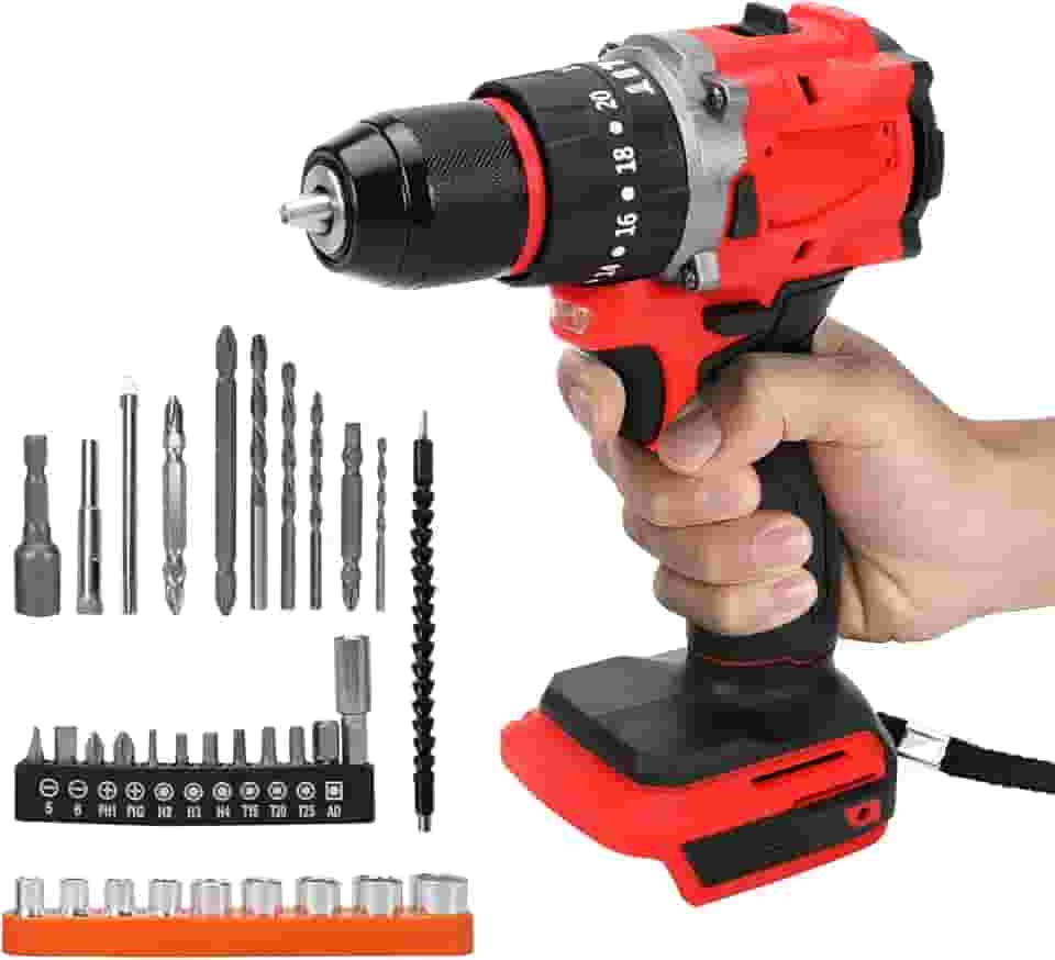 LEZZYRUCK Furadeira De Impacto Sem Fio Para Makita, Bateria 18V Lxt, Conjunto Elétrico Escovas 130 Nm Com Torque 20+3, 2 Velocidades Variáveis, Mandril 10 Mm, Luz Led, 32 Brocas/Parafusadeiras