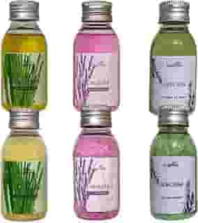 Kit 3 Sais De Banho e 3 Espumas para Banheira Hidromassagem Lavanda Alecrim Capim Limao 60ml