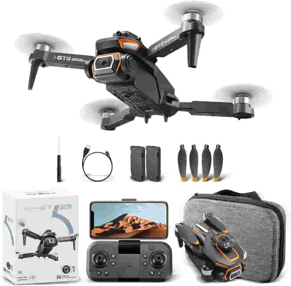 Drone com Câmera 4K HD, Brinquedos Educativos, Controle Remoto, 100m de Alcance, Bateria 3.7V 2000mAh, 90 Min Carregamento, com Bolsa de Transporte (GT5 4K HD)