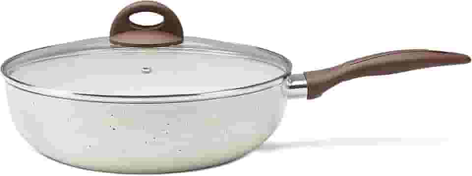 Wok com tampa e fundo de indução, Cerâmic Life, 3,4L, 28cm, Vanilla, BRINOX REVESTIDOS