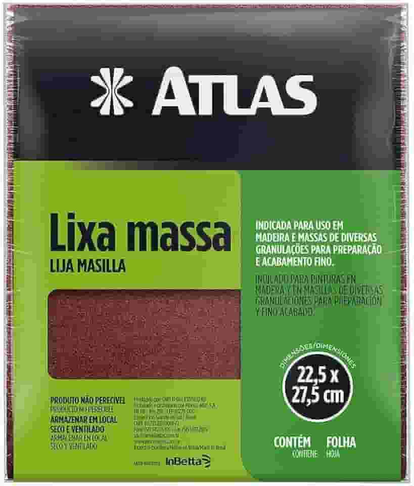 Atlas - Lixa para Massa com Grão 120 e Verso em Papel, Tamanho 22,5 x 27,5 cm