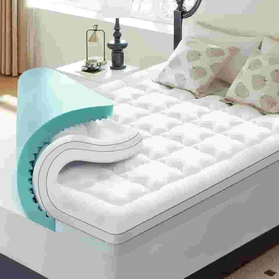 Choc chick Colchões de camada dupla, tamanho duplo, 8,5 cm, 5 cm, gel refrescante, espuma viscoelástica de 3,5 cm