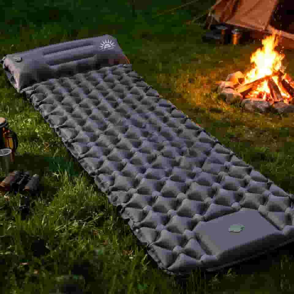 Colchonete Camping Colchão Inflável Solteiro, Acampamento Acessorios，Praticidade e Conforto