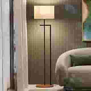 UNIDECOR CASA Luminária Abajur de Chão Salone Decorativa em Aço Carbono Preto com Cúpula