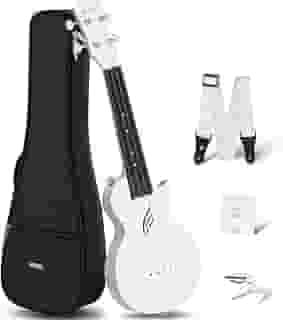 Ukulele Soprano Ukulele enya Nova U Mini 53,3 cm – Ukulele de viagem de fibra de carbono – com kit para iniciantes inclui estojo semi-rígido, alça, capo e cordas (branco)