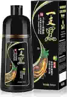 IIIMEIDU Shampoo de Tintura 3 em 1 Preto Natural 500ml, Ingredientes à base de ervas para mulheres e homens, Tintura em minutos/semi-permanente