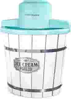 Nostalgia Máquina de sorvete elétrica - estilo salão, à moda antiga, máquina de sorvete macia faz iogurte ou gelato congelado em minutos - Aparelho de cozinha divertido - branco - 4 litros