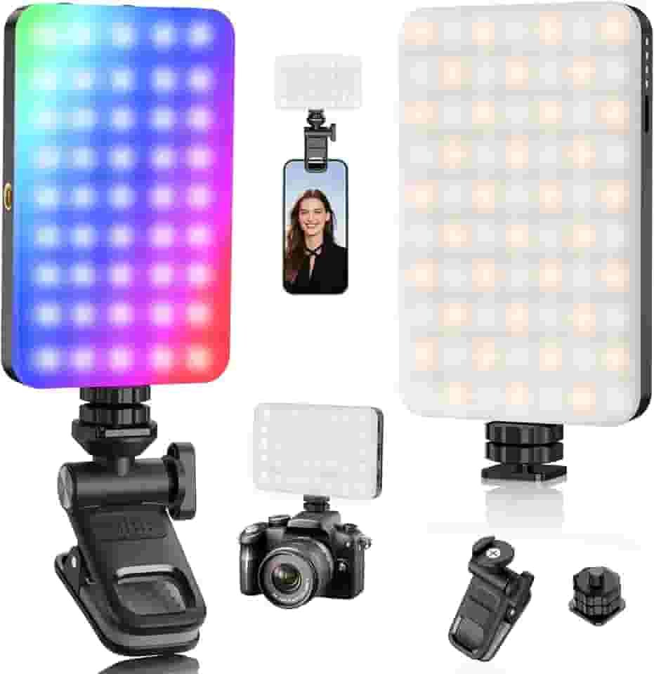 KOSCHEAL Luz para Gravar Vídeo com Clip, Luz de LED Portátil 129 LEDs 3000mAh - 3 Modos, 10 Níveis 2500K-9500K para Selfies e Lives