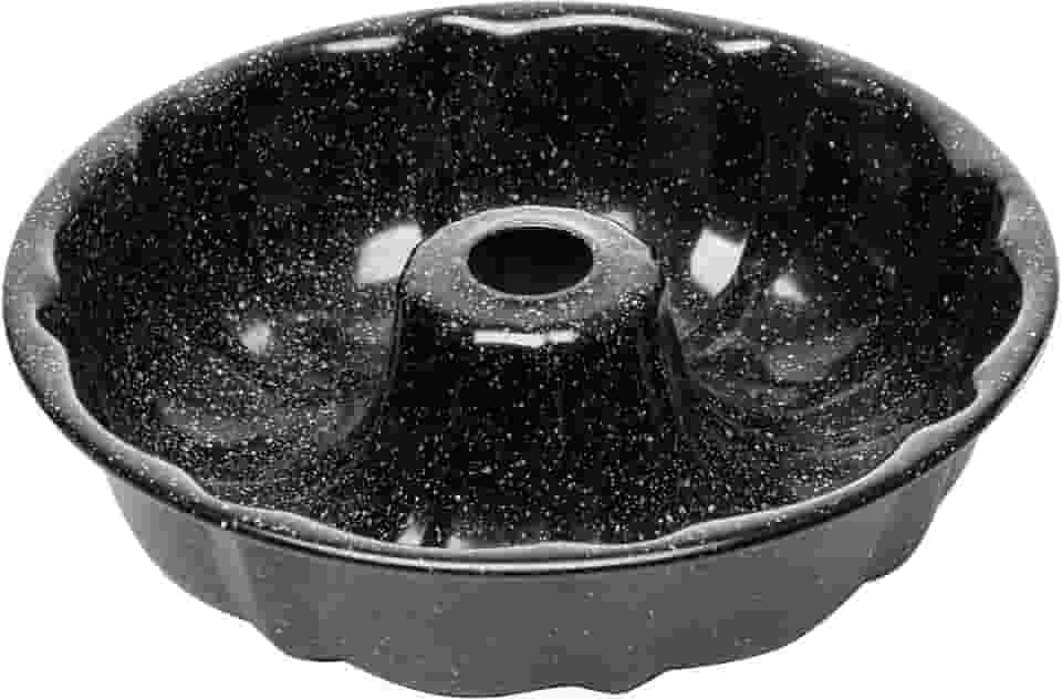 LYOR - Forma para Bolo com Furo Antiaderente de Aço Carbono Granilite Preta 24cm x 6cm