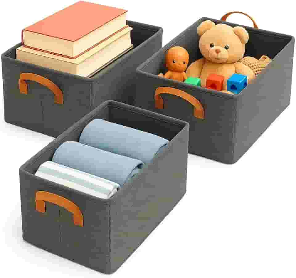 Genérico - Kit 3 Caixas Organizadoras Dobráveis de Armazenamento 26 Litros Malha de Nylon Cinza Resistente e Lavável