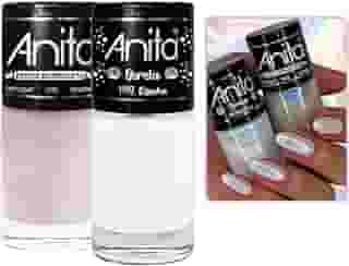 Kit 2 Esmaltes Anita Concha Branco + Top Coat Efeito Borboleta