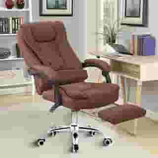 Cadeira de escritório presidente, cadeira de home office com apoio para os pés e encosto ajustável(Marrom)