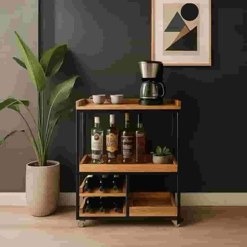 Carrinho Aparador Adega Bar Café Madeira Maciça Industrial