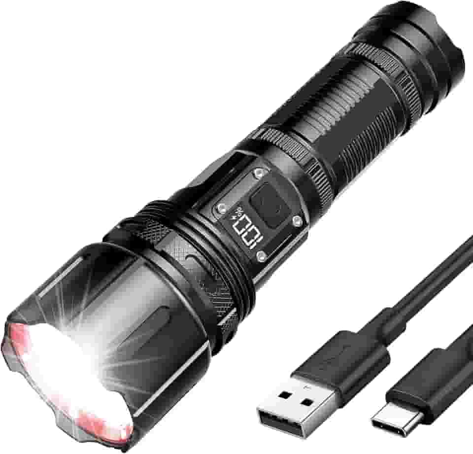Lanterna Led Recarregavel 10000 Lumens，Lanterna Tática Sabre de Luz，lanternas Potente Zoom de Longo Alcance，lanterna tatica Para Acampamento Caminhada Pesca EmergêNcia