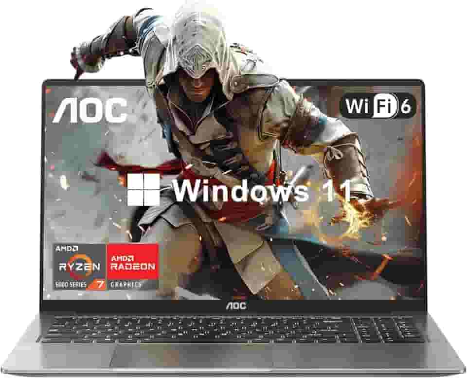 Laptop para jogos 2025 com processador AMD Ryzen 7 5700U (8C/16T, até 4,3 GHz), laptop com tela FHD de 16 polegadas com teclado retroiluminado, 16 GB RAM 512 GB NVMe SSD, WiFi 6, HDMI, USB3.2, Tipo-C,