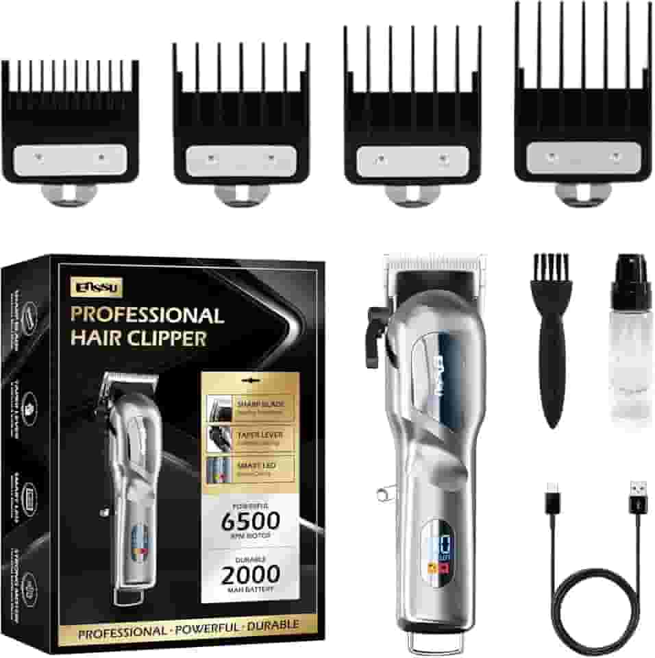ENSSU Máquina de cortar cabelo para homens Profissional, máquina de cortar cabelo sem fio com lâminas de precisão ajustáveis, display LED e 180 minutos de autonomia para barbeiros profissionais e cortes de cabelo em casa