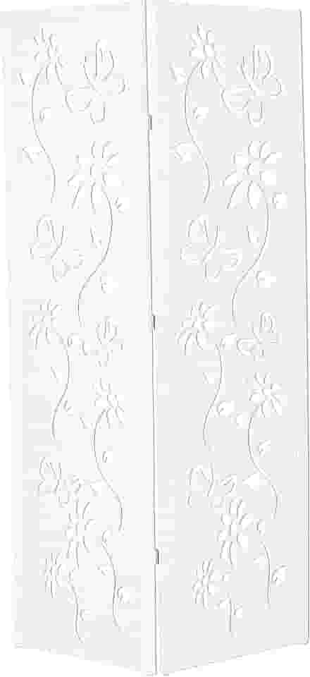 Biombo Pintado Divisoria Separador de Ambiente MDF Preto ou Branco (Branco, 2 Floral)