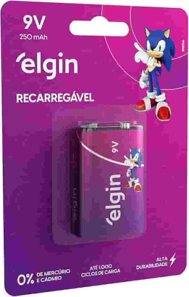 Bateria Recarregável 250mAh Elgin com 1 unidade 9V Pilha