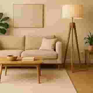 UNIDECOR CASA Luminária Abajur de Chão ROMA Tradicional Madeira Maciça Cúpula cor Palha Italiana