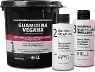Kit Alisante K-Bell Guanidina Vegano - Alinhamento Capilar Seguro Sem Soda - Nutrição e Resistência com Ação Prolongada - 2x200g
