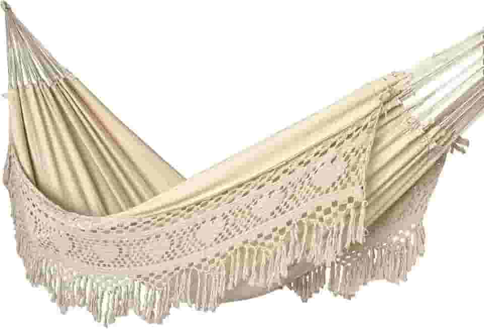 Rede de Dormir Descanso Casal Algodão Premium Gigante Suporta 300 Kg (CRU WHITHE)