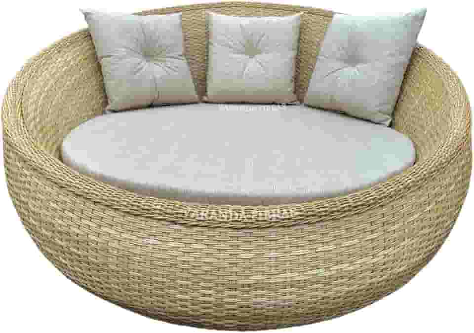 Poltrona Redonda Chase Cor Palha Sofá Redondo Namoradeira Jardim área Externa e Interna Varanda