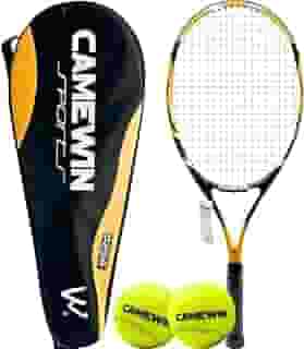 Raquete de Tênis Liga de Alumínio Alto Desempenho 27 Polegadas com Estojo + 2 Bolas de Tênis e Bag de Armazenamento Camewin