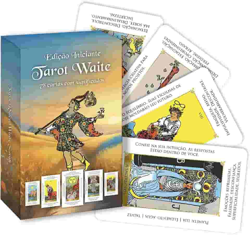 Tarô Waite 78 Cartas Tarot Completo Edição Iniciante com Signicado nas Cartas em Português